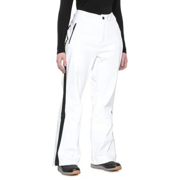 Free Country White W. Black Side Stripes Soft Shell Snow Ski Pants Size M NWT - Picture 1 of 8